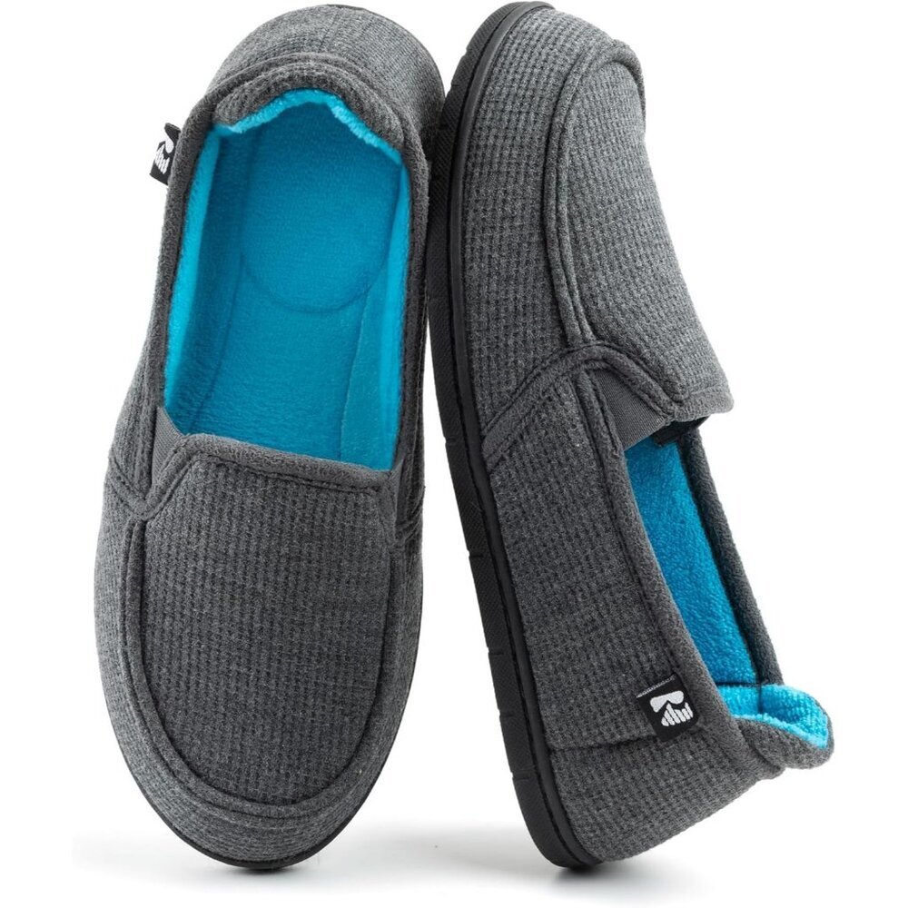 Women's Two Tone Blue Gray Hoodback Removable Rubber Insole Slipper Boot shoes